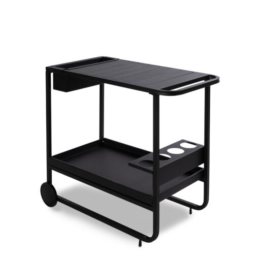 עגלת אירוח שחורה על גלגלים של Goodlife למרפסת ולגינה