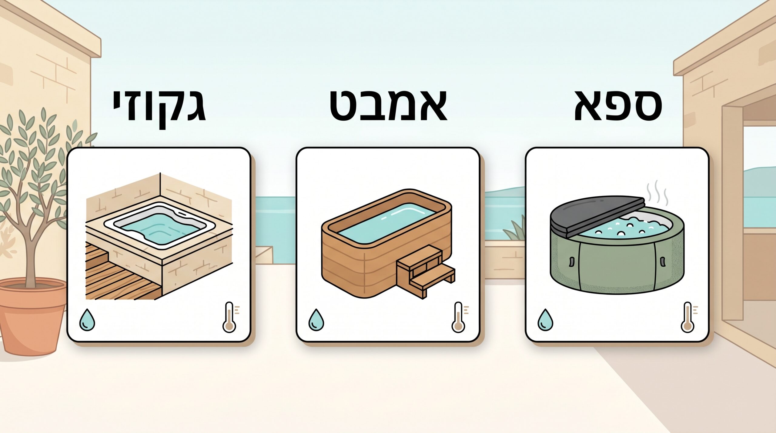 ג'קוזי חיצוני לגינה ומרפסת