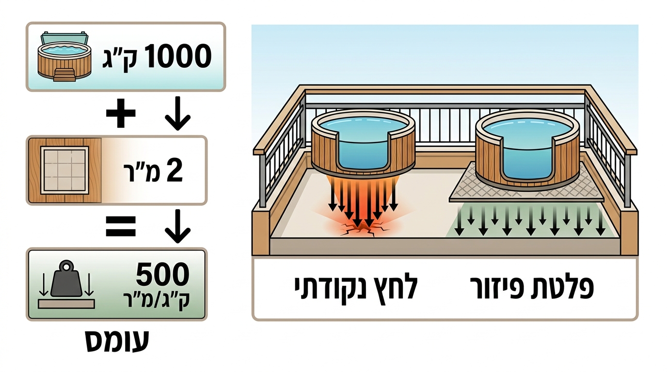 תרשים חישוב עומס מרפסת לפני התקנת ג'קוזי